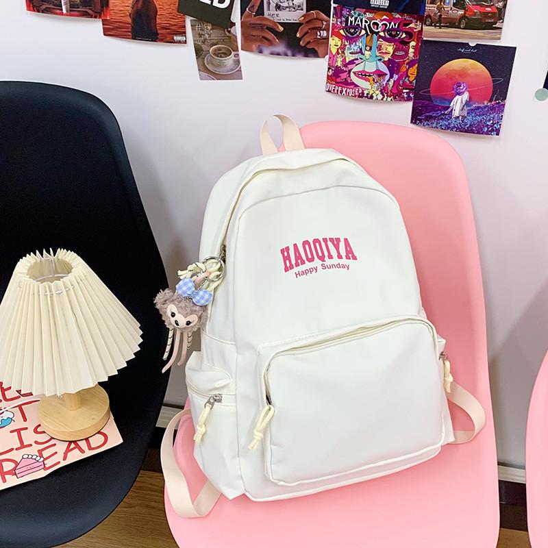 Durable Letter Haoqiya Backpack Ergonomic Straps Middle High Students School