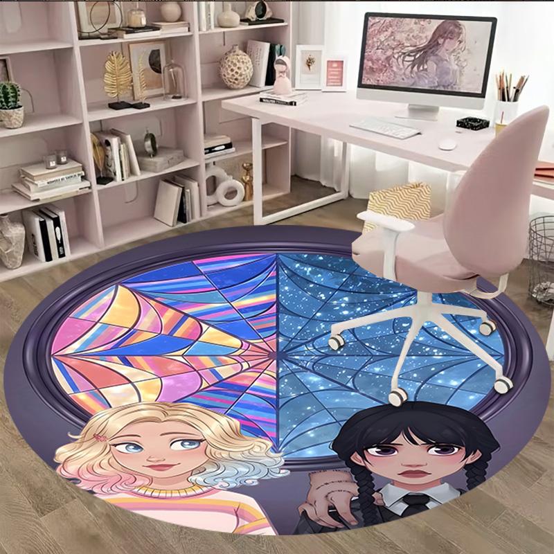 1pc Addams Family Wednesday6 Print Round Carpet Chair Round Carpet Suitable for Bedroom Living Room Home Decorative Carpet