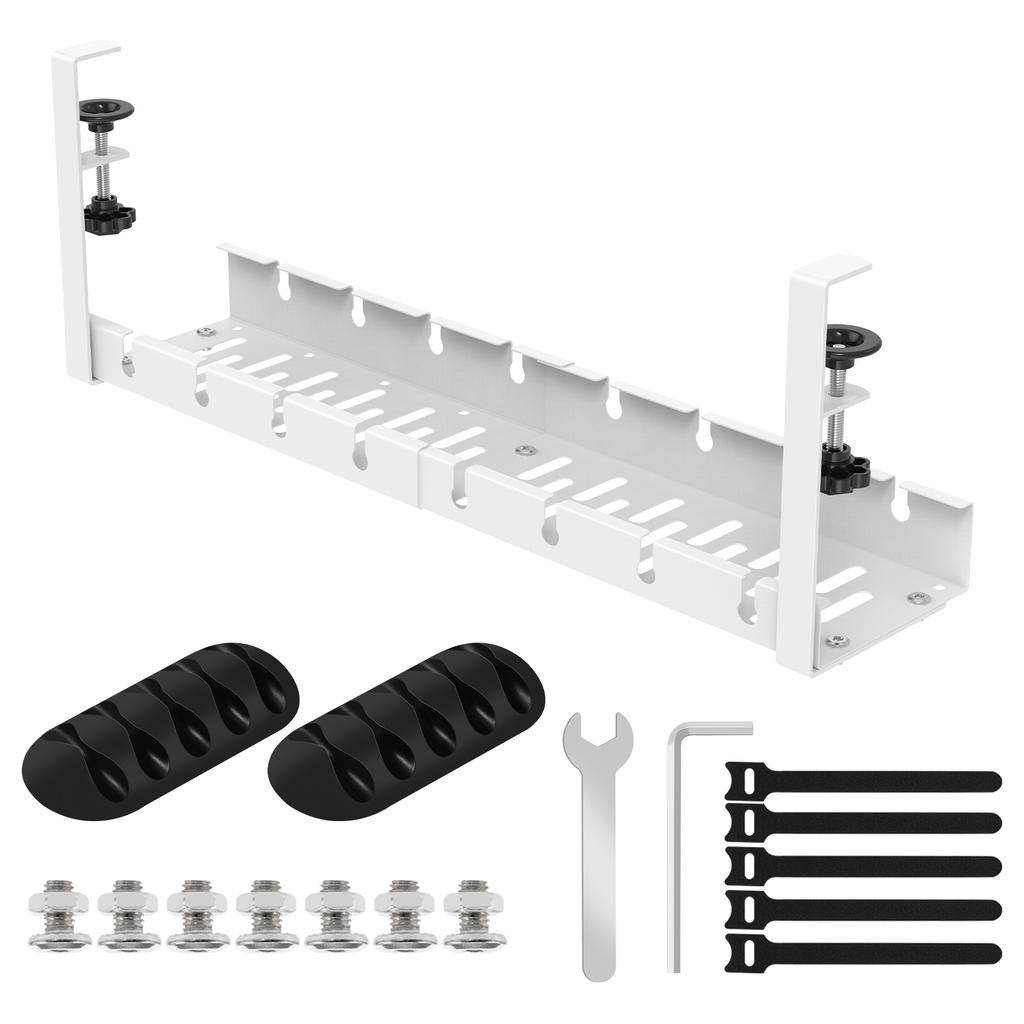 Under Table Storage Rack Cable Management Adjustable Versatile Metal Cable Management Tray No Punching Storage Accessories