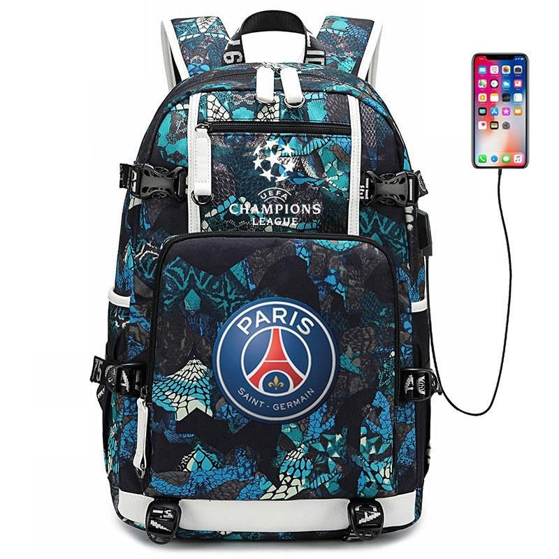 Fußball Rucksack Herren Damen - Dortmund Manchester City Liverpool FC Fan Sporttasche Mit USB-Anschluss
