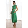 Women's Elegant Dress Summer Fashion Casual Solid Color Sleeveless Backless Dress Women's Sexy Hollow Pleated Long Dress