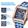 Megir Blue Stainless Steel Men Watch Rectangle Big Dial Business Quartz Men's Wristwatches Relogio Masculino Military Watch Man