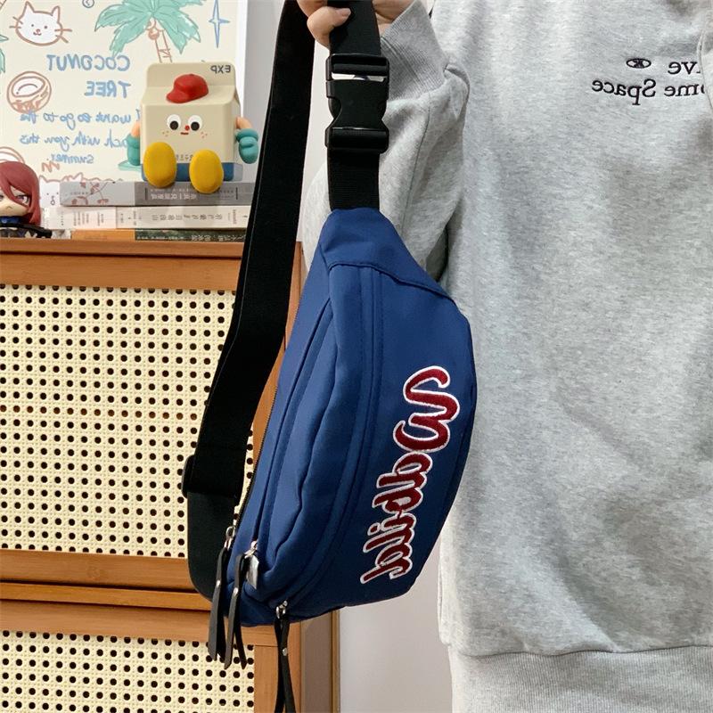 Men's and women's outdoor sports fanny pack large capacity portable letter shoulder messenger bag new street fashion breast bag