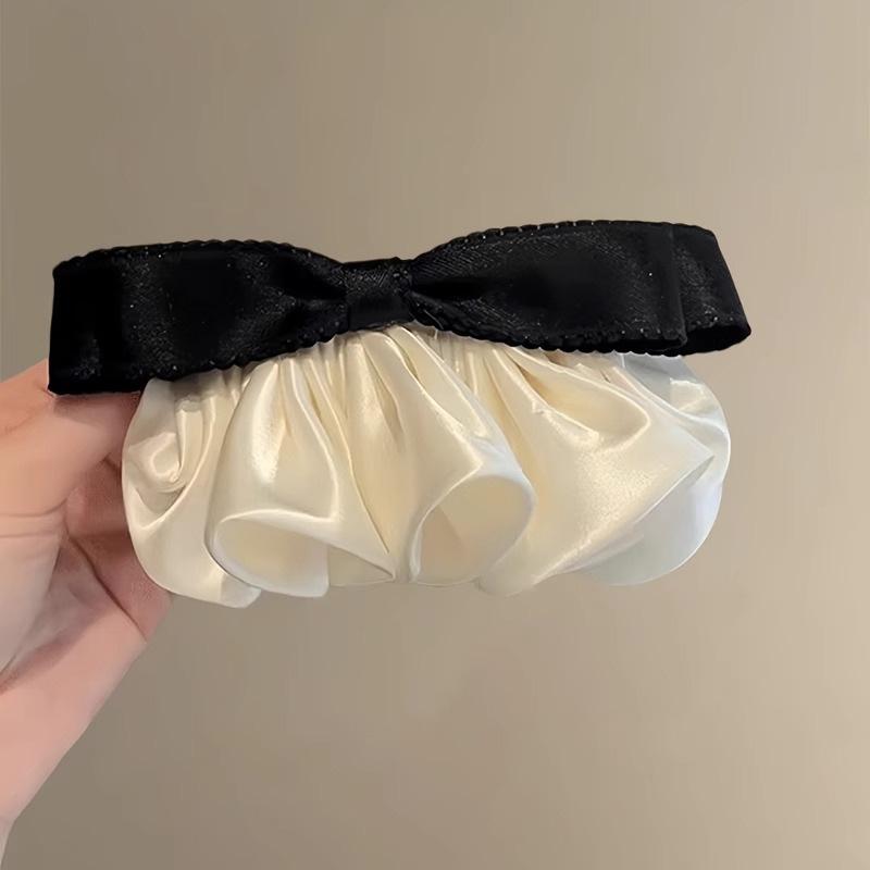 Bow Hair Clip, Women's Top Clip, Milk Silk Fabric, Back of The Head, Pleated and Versatile Hair Accessory