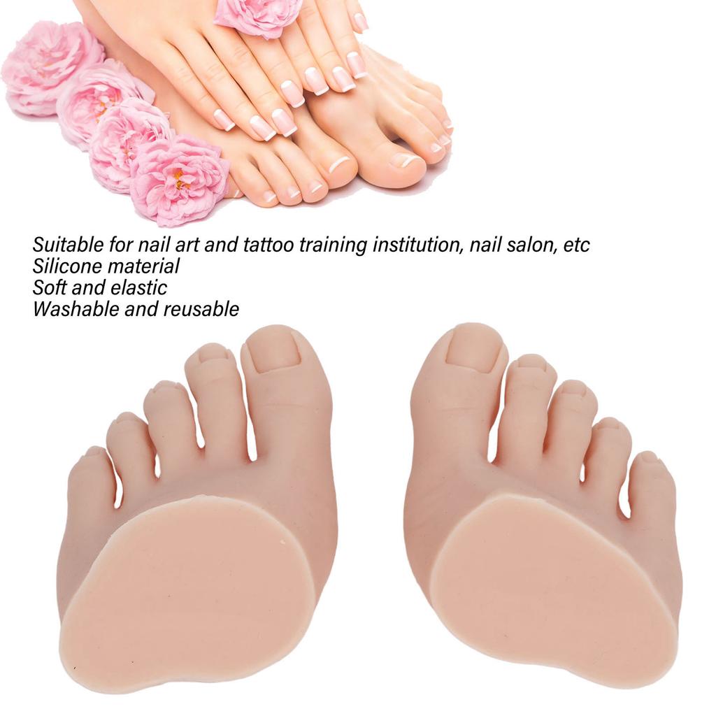 Practice Silicone Foot Model 1 Pair Nail Art Training Display Fake Half Foot Model Pedicure Tattoo Practice