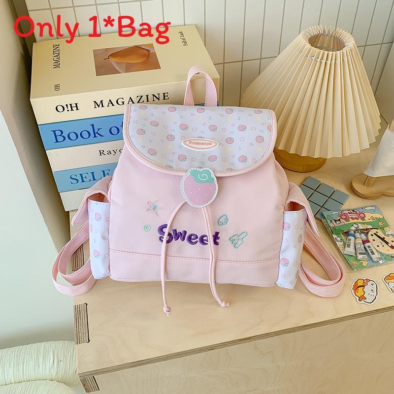 Girl Teen Nylon Casual Backpack With Pouch For Travel And School