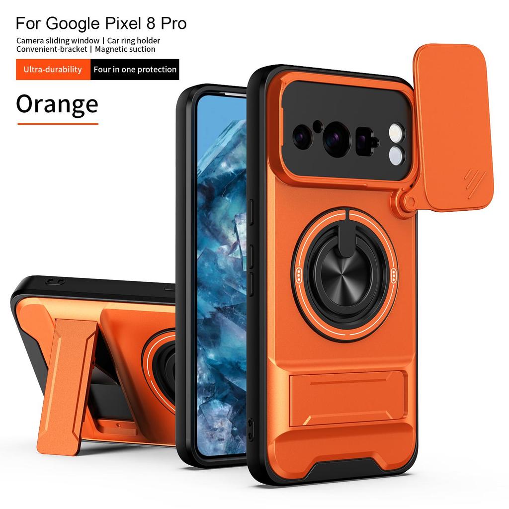 Schiebkameraabdeckung Kompatibel für Google Pixel 8 Pro Hülle Mit integriertem Ringständer und Klappständer