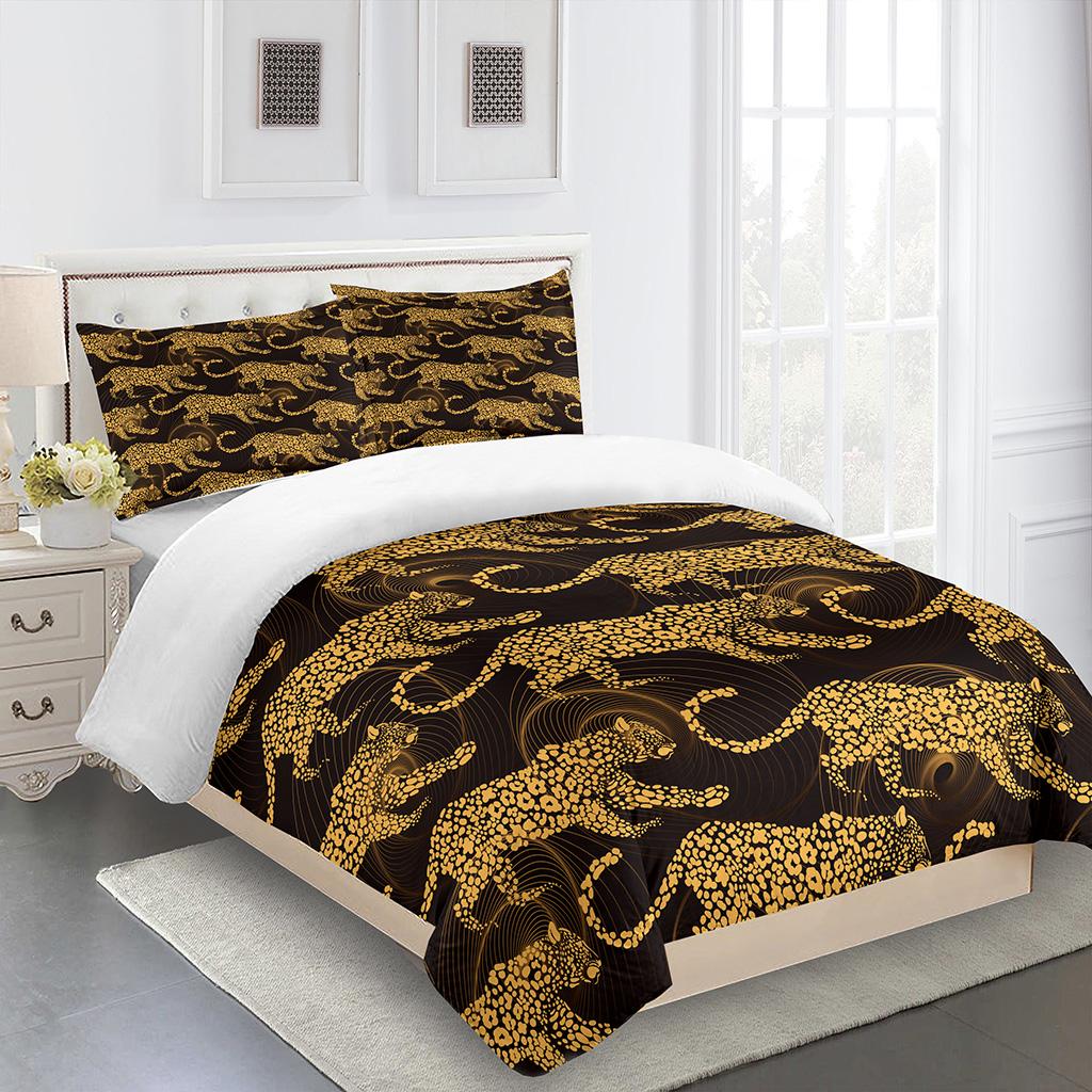 Luxury Black Gold 3Pcs Geometric Kids Twin Queen King Full Size Duvet Cover Bedding Linen Set 2 Seater Bedspread 200x200 240x220