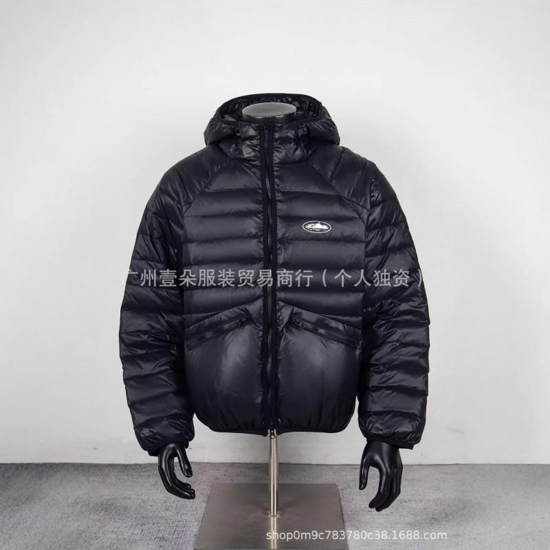 26S Street Style Embroidered Cotton Puffer Jacket Men Women Loose Fit Zip Hooded Winter Coat Casual Streetwear