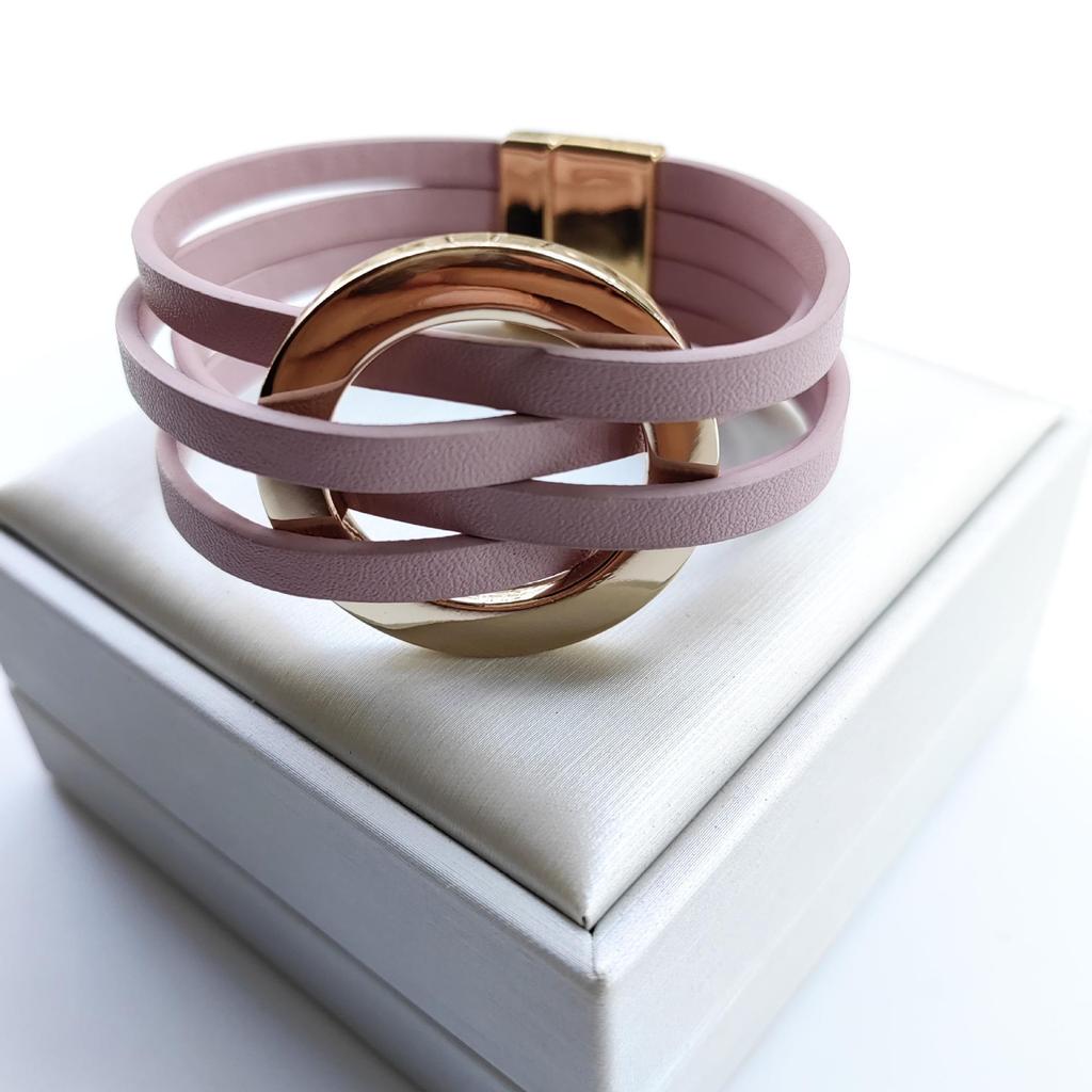 Trendy Leather Cross Bracelet with Magnetic Buckle: Chic Jewelry for Women