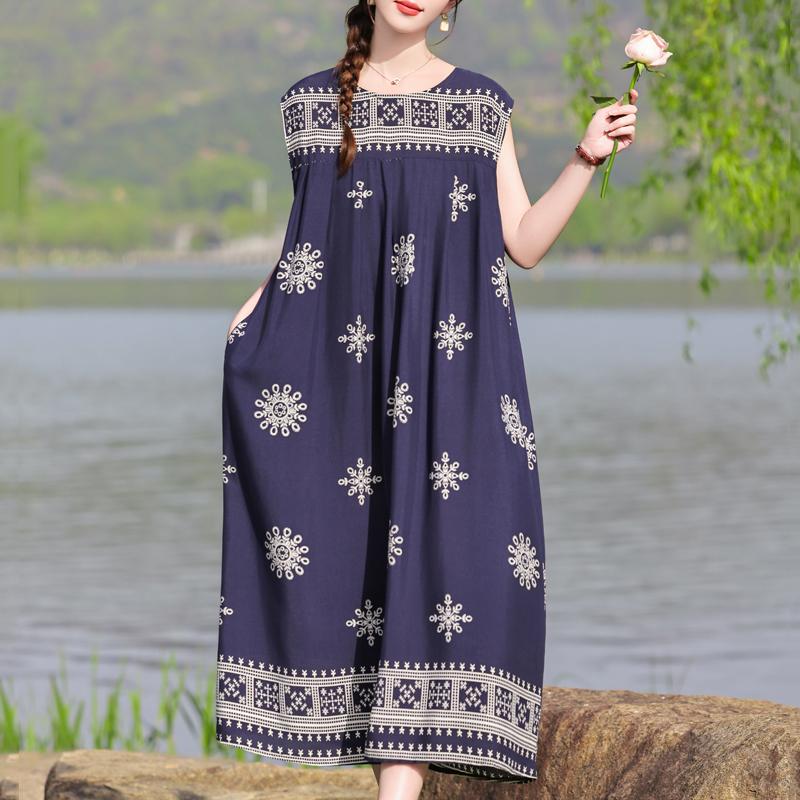 Robe d'été Vintage grande taille pour femme, surdimensionnée, ample, sans manches, décontractée, élégante, longue