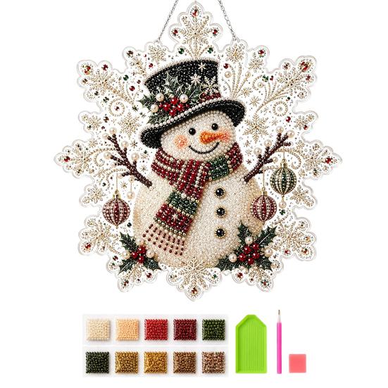 Funkelnde Schneeflocken Bastelprojekte Weihnachten Faux Perlen Malerei Sonnensammler Kunst-Set, Acryl Formbrett Perlen Bastelbedarf mit Spitzenrand, 3D