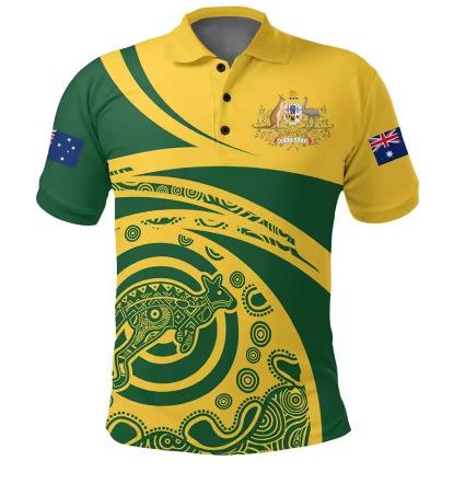 Australian flag polo shirt lapel short sleeve top summer trend clothes 3D printing oversized t-shirt