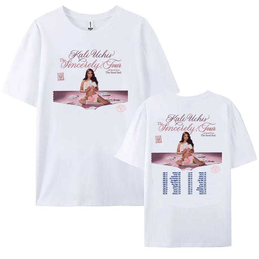 KALI UCHIS Искренний Тур 2026 Футболка Женская Одежда С коротким рукавом Хлопок Свободные Футболки Уличная одежда Унисекс Летняя Женская Футболка XS