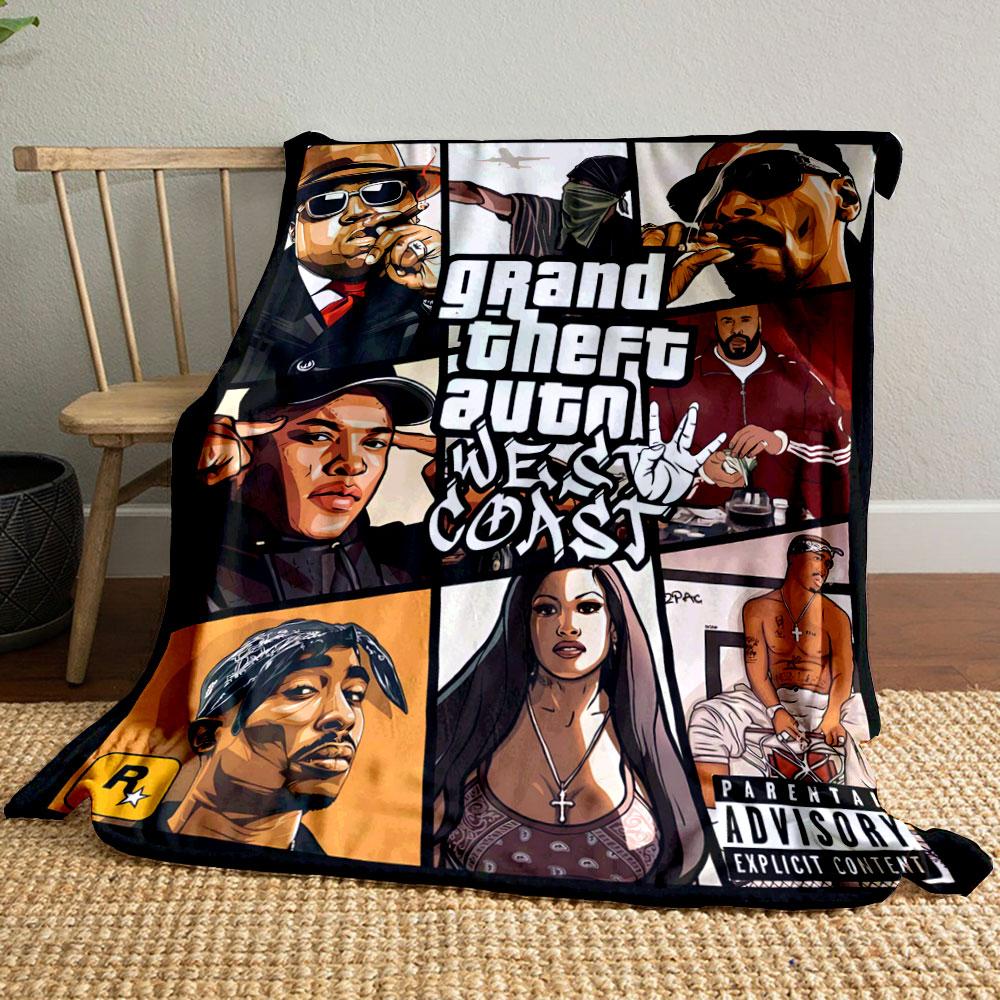 Classic GTA West Coast Rapper Art Multicolor Soft Blanket, Multipurpose Blanket for Home and Travel, Cloud-Like Blanket for Total Relaxation