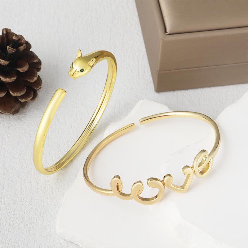 European and American New Simple Women's Hand Jewelry LOVE Open Bracelet Geometric Bracelet Jewelry