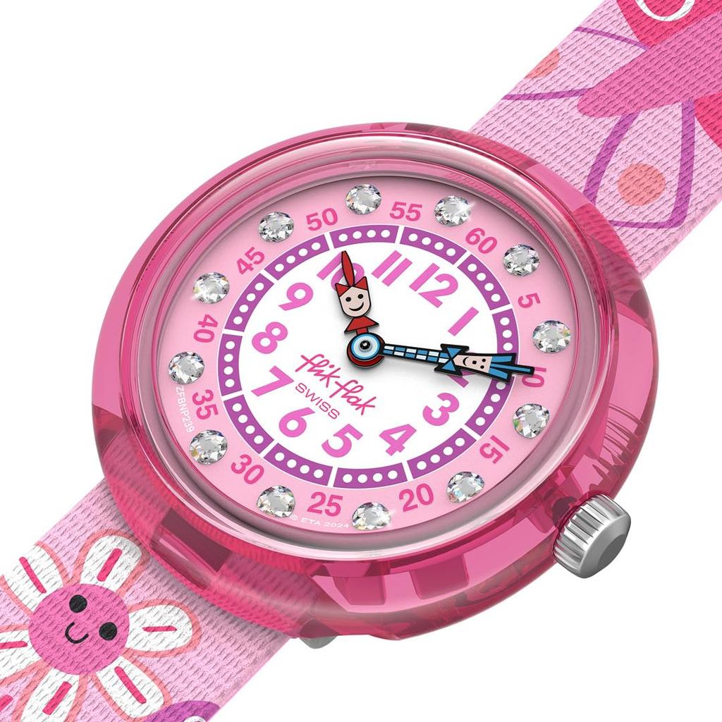Swatch Flik Flak Happy Meadow Watch Pink FBNP239, Girls'