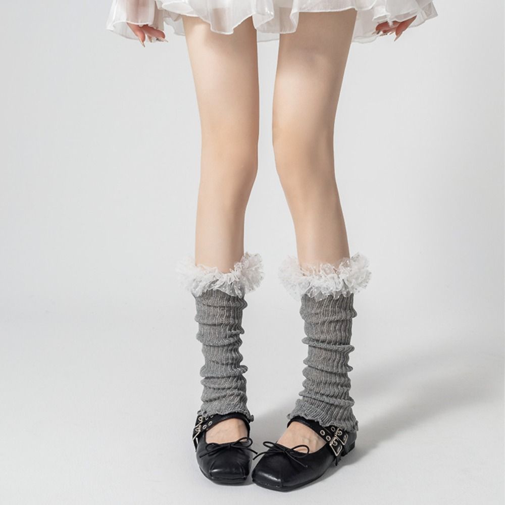 Ballet Style Knee High Ruffle Socks Cotton Open Toe Socks Fashion Sweet Leg Warmer Streetwear