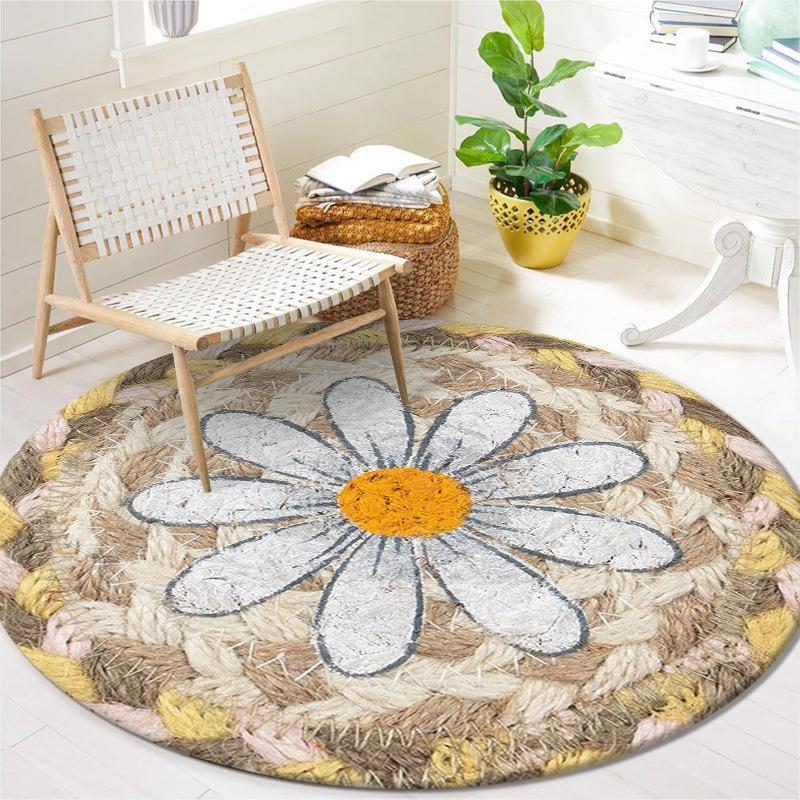 Nordic Round Living Room Sofa Tea Table Mat Home Decor Versatile Carpet Butterfly Flower Carpet
