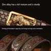 Classical Men Leather Belt with Convenient Automatic Buckle and Carved Beast Buckle Chinese Beast Head