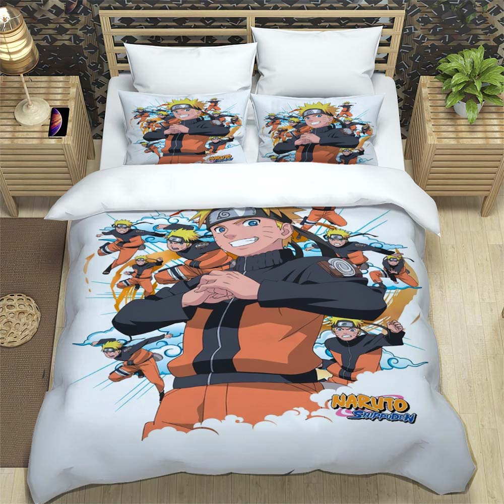 Naruto Pattern Quilt Cover With Pillowcases 3D Digital Printed Bedding Set Twin Full Queen King Children'S Gift