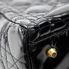 Dior Lady Dior Medium Handbag Canage Black Patent Leather Women Used