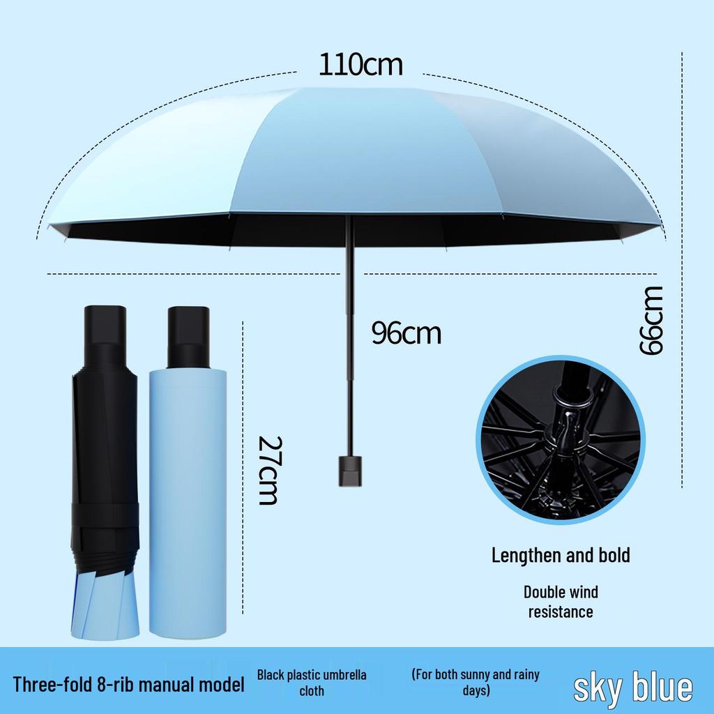 Fully Automatic Dual-Use Folding Umbrella with Logo - Sun & UV Protection, Black Glue Sunshade for Sunny/Rainy Days.
