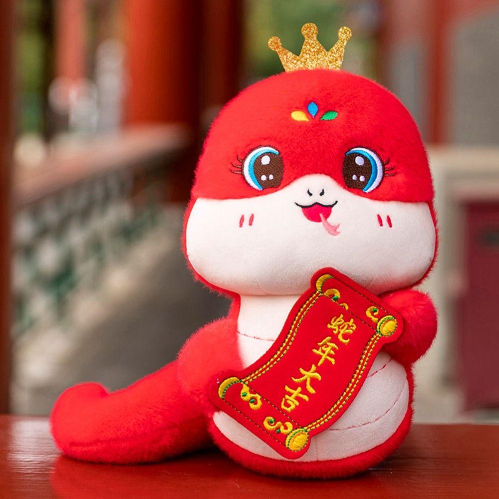 Stuffed Snake Year Mascot Toy Cute Lucky Snake Doll Plushies  Birthday Gifts
