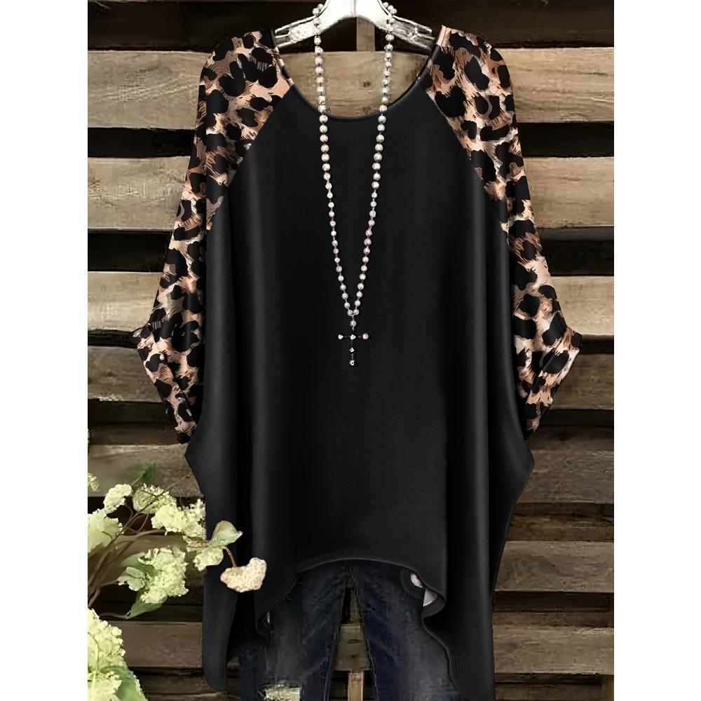 2026 Nueva Camiseta de Mujer Moda Leopardo Estampado 3D Tops Verano Sexy Cuello Redondo Manga Corta Camiseta Calle Casual Holgada Ropa de Mujer