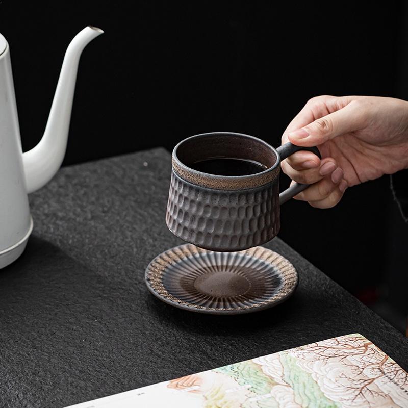 250ml Coarse Pottery Gilded Coffee Cup Japanese Retro Creative Tea Cup