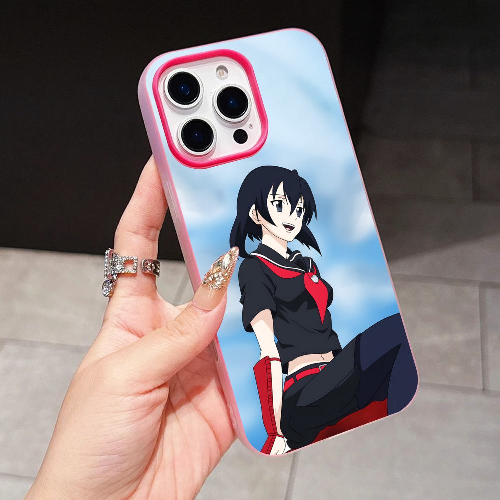 Akame Kurome Jelly Double layer Rose Red Mobile Phone Case for iPhone 17 16 15 14 13 12 11 Air Pro Max Plus Protective