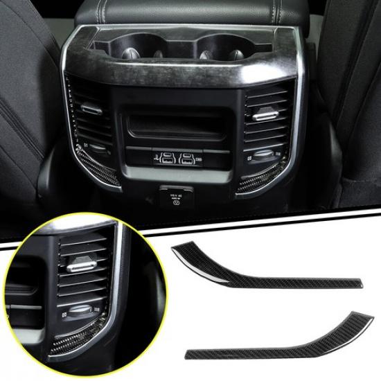 carbon Fiber Rear Air Conditioner Vent Outlet Trim Strips For Dodge Ram 2018+