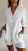 VEZFAA Women's Fashion Casual Spring Autumn Solid Color Print Long Sleeve POLO Neck Blouses & Shirts