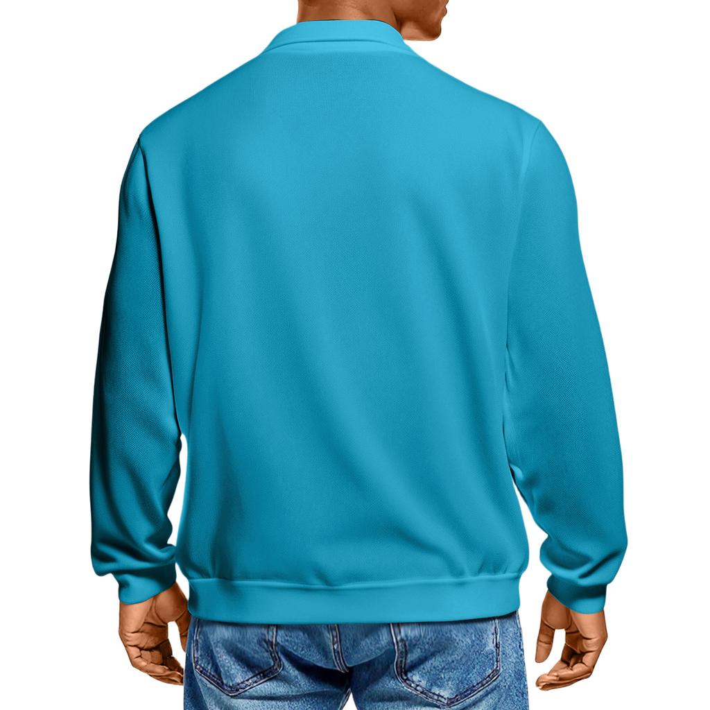 Men's Casual Collared Long-Sleeve Knit Base Layer Top