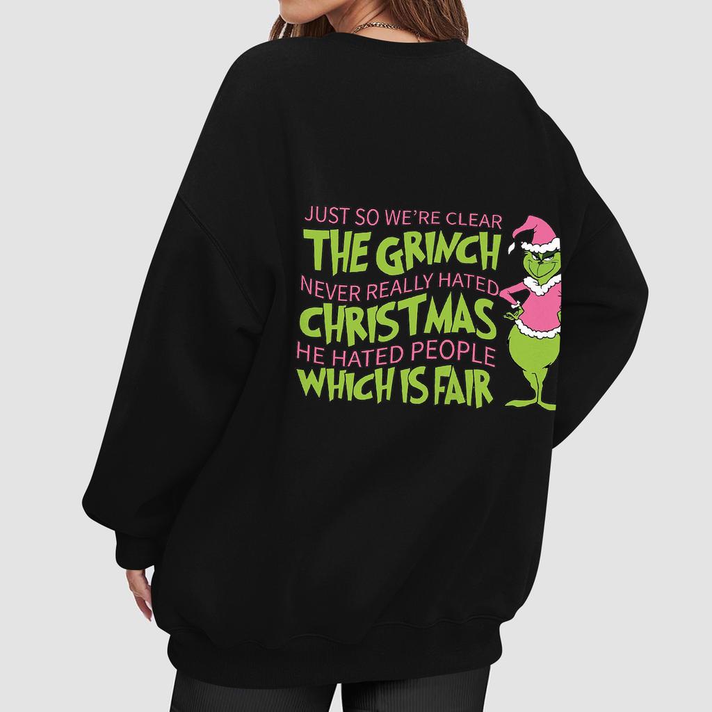 Women's Fashion Long Sleeve Print Round Neck Loose Pullover Sweater Top