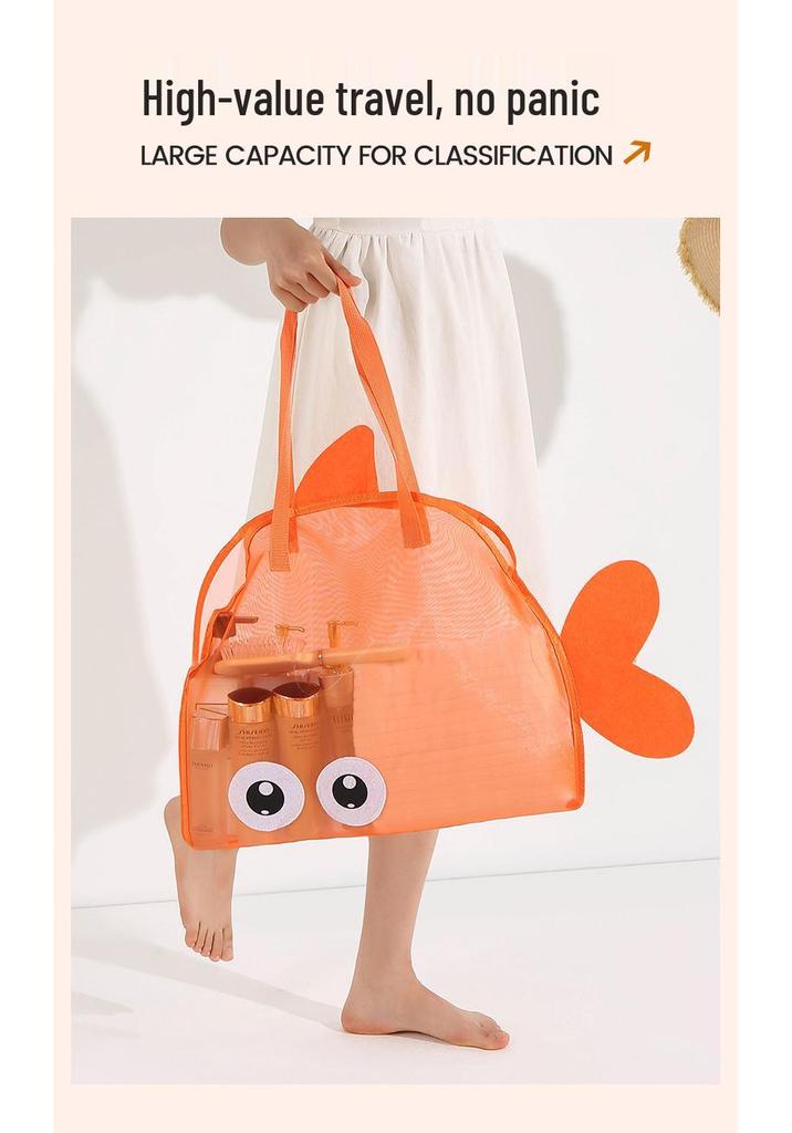 Children's Large Capacity Beach Toy Mesh Bag with Cartoon Design