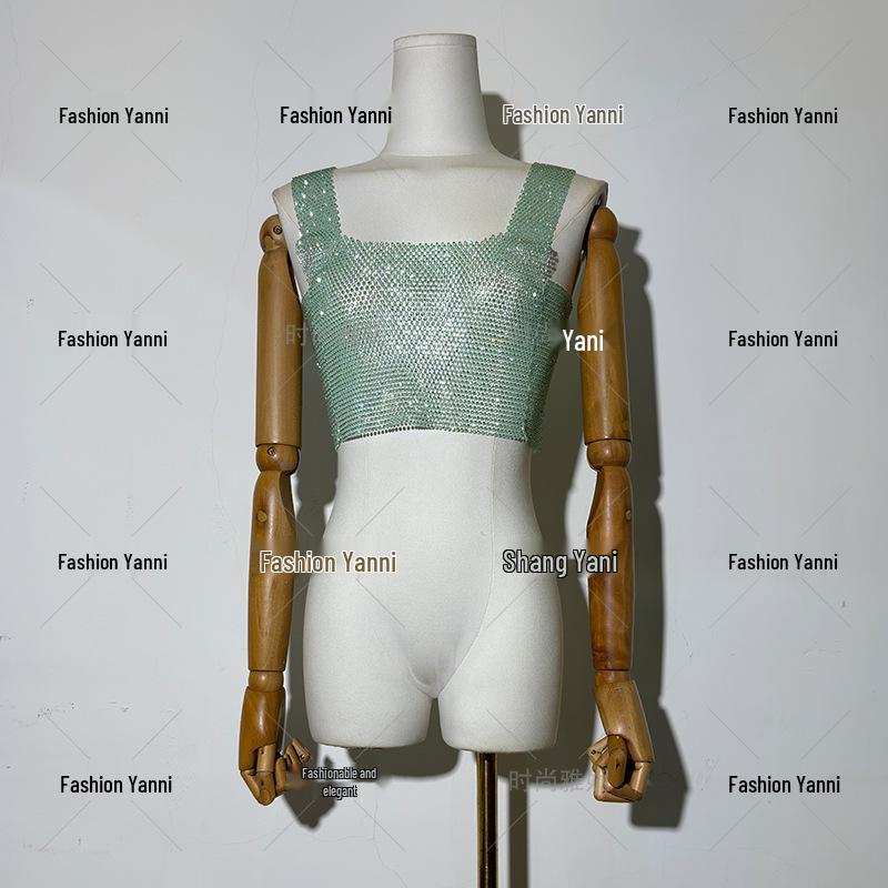 Yanni Fashion Blue Feather & Rhinestone Dress with Long-Sleeve Top and Skirt