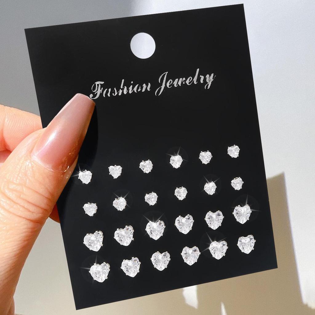 Zircon Pearl Stud Earrings: 12-Pair Set - Unisex, Simple Fashion, Student Style