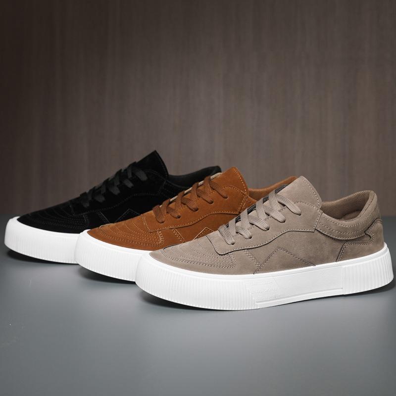 Men's Vulcanized Shoes Fashion Casual Sneakers Lace Up Platform Shoe High Quality Suede Casual Shoes for Men Sneakers Man Shoes