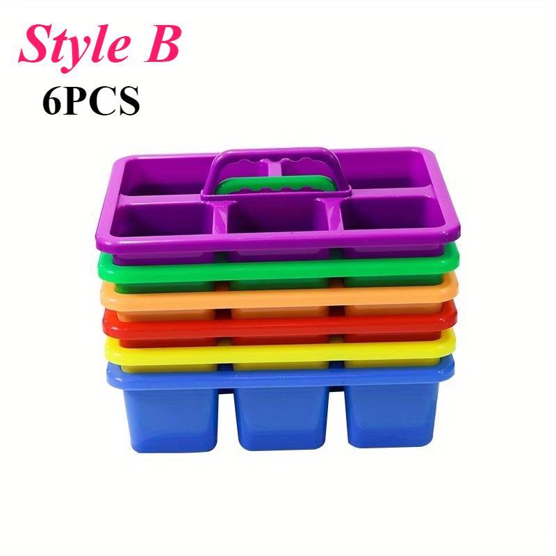 

6pcs Plastic Storage Bins with Handles for Easy Carrying and Access Organizer Box for Office Home Storage Pencil Pen Craft Tools