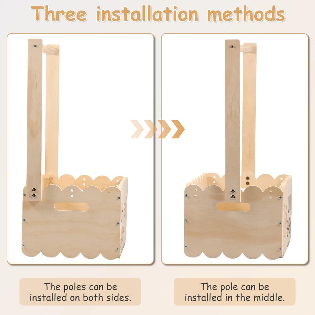 Wood Baby Shower Storage Basket Baby Shower Crate with Handle Baby Toys Storage Crate Multipurpose Gift Basket for Boys Girls