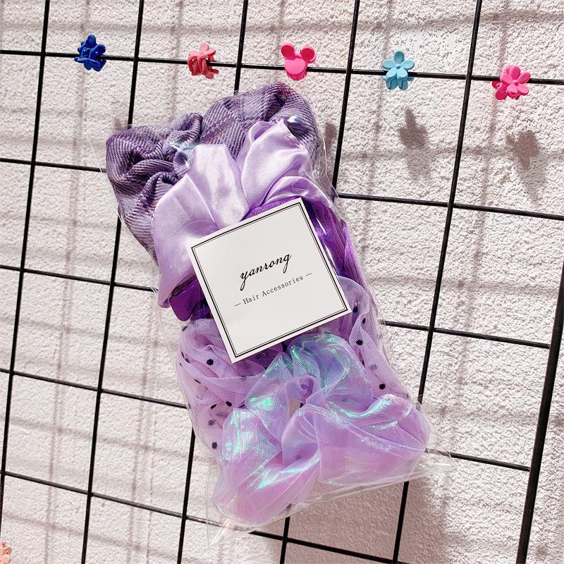 New 5PCS/Set Candy Color Printing Hair Ties For Women Cute HairBand Ponytail Holder Elastic Rubber Band Fashion Hair Accessories