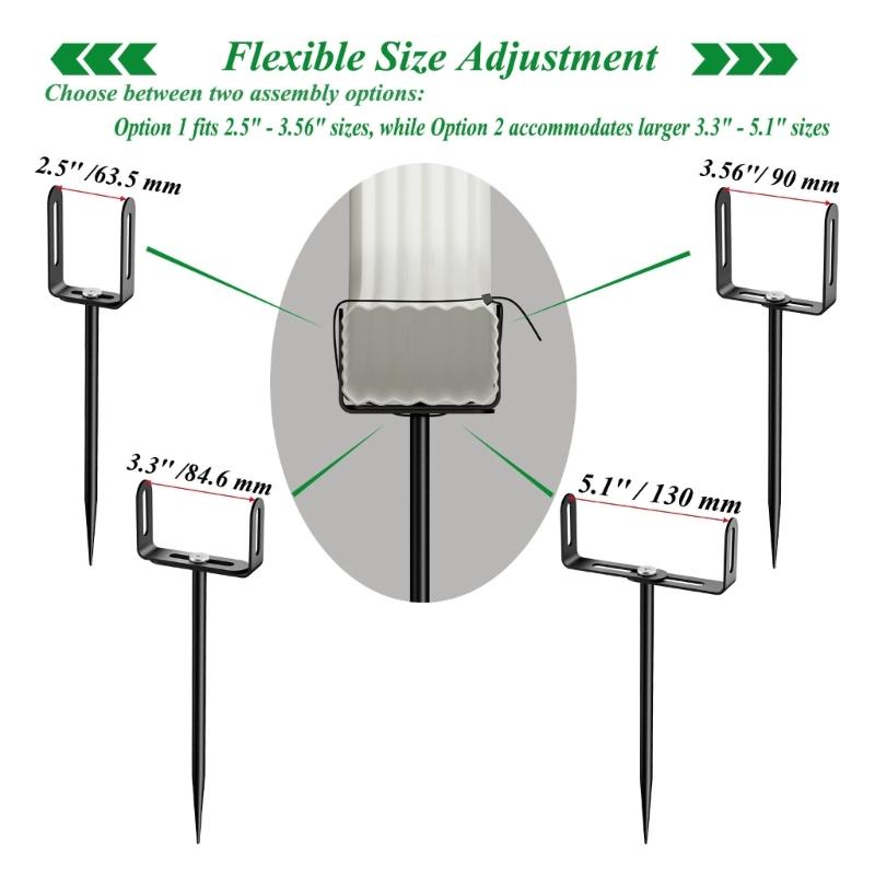 2pcs Adjustable Size Downspout Support Brackets Heavy Type Carbon Steel Rust Proof Finish Simple Setup