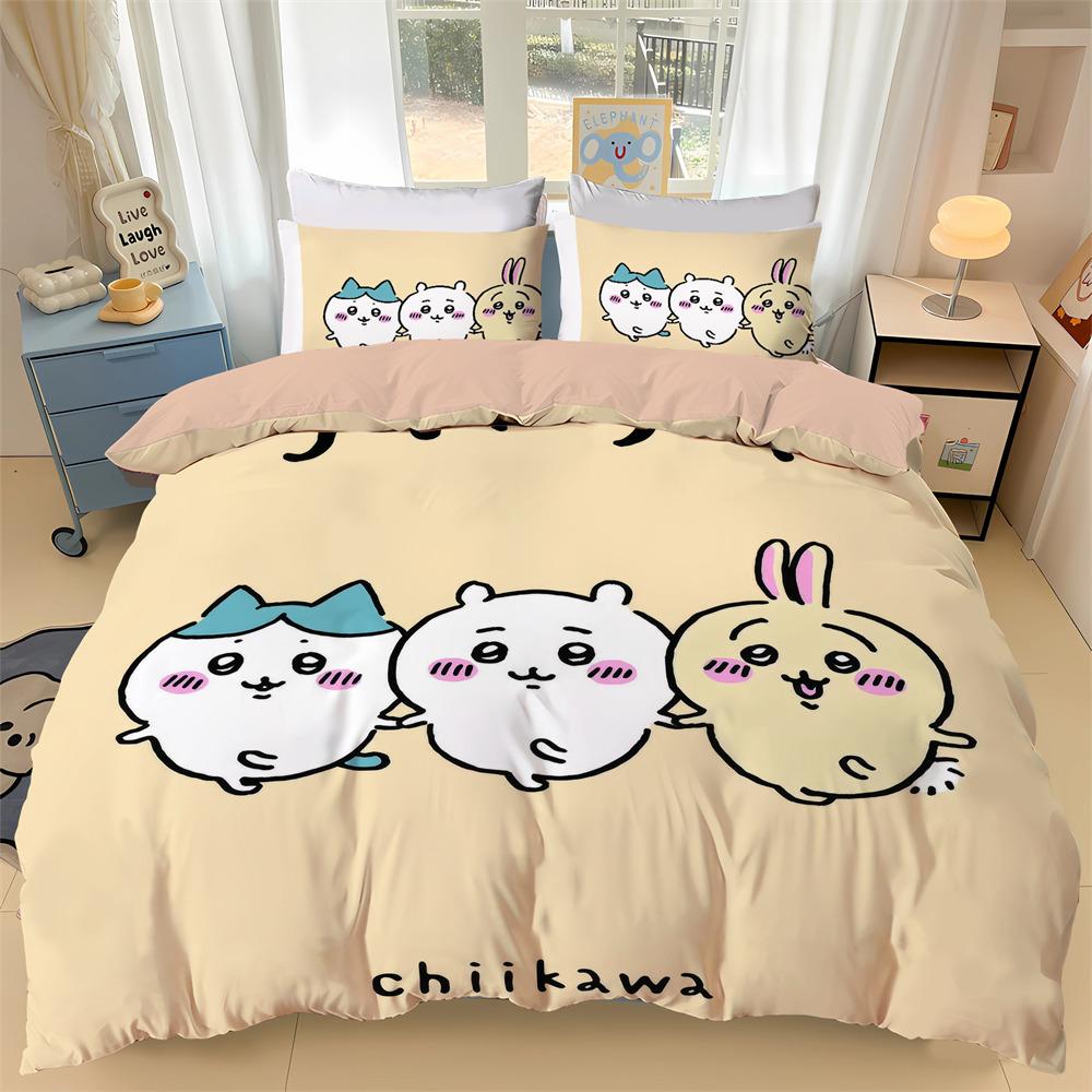 New Chiikawa Bedding Set 3D Digital Printed Hachiware Momonga Duvet Cover Set With Pillowcases Animes Quilt Cover Twin Full