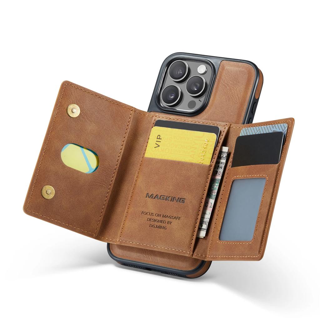 2 In 1 Detachable Magnetic Cards Solt Wallet Leather Case For iPhone 16 Pro Max 15 Plus 14 13 12 For Magsafe Wireless Charging