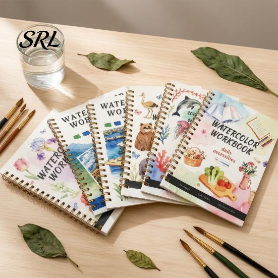 Portable Coloring Book for Travel Watercolor Book, Clean And Bright Patterns Design, Thick Nature Animal Landmark Theme Paper Multi-theme Paint