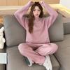 Large size loose knitted sweater women's two-piece set autumn and winter new round neck pullover sweater wide-leg pants set women
