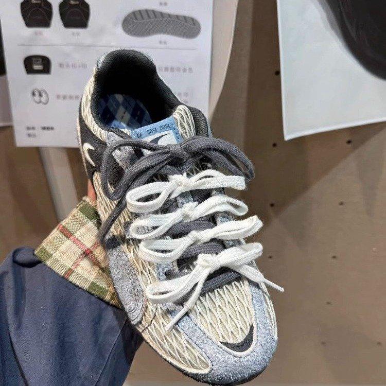 Fishnet shoes 2025 versatile new thick-soled breathable leisure sports running shoes versatile training shoes heightening Forrest Gump shoes