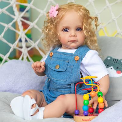 Poupée Reborn Alive de 60 cm pour tout-petits Maggi, corps en tissu doux avec coton PP, poupée pour nouveau-nés, cheveux bouclés enracinés faits à la main, jouets mignons pour filles, cadeau