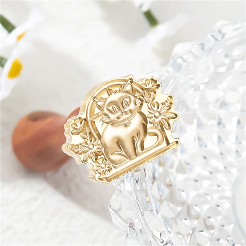 3D Katzen Siegelwachsstempel für Weihnachtsumschläge Karten Hochzeitsdekorationen Messing Tier Wachssiegelstempel Handwerk